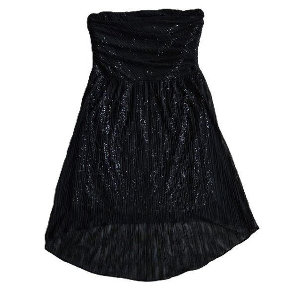 Express Strapless 3-Layer Sheer Black/Sequin Midi Party Cocktail Dress Women 12 - Picture 1 of 7